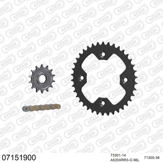 Kit chaine 520 AFAM - Couronne acier - Type de chaine au choix - ATV KTM 450 SX 2008-2010