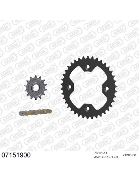 Kit chaine 520 AFAM - Couronne acier - Type de chaine au choix - ATV KTM 450 SX 2008-2010