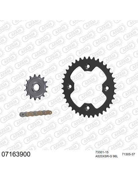 Kit chaine 520 AFAM - Couronne acier - Type de chaine au choix - KTM XC 525 AFAM ATV 2008-2012