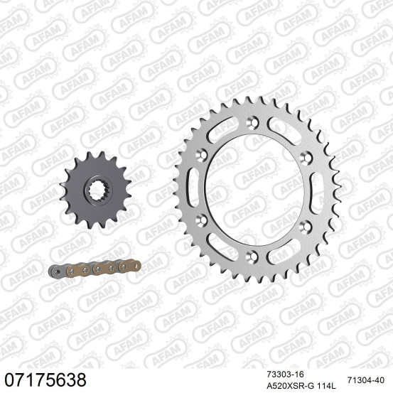 Kit chaine 520 AFAM - Couronne acier - Type de chaine au choix - KTM 690 DUKE 2008-2019