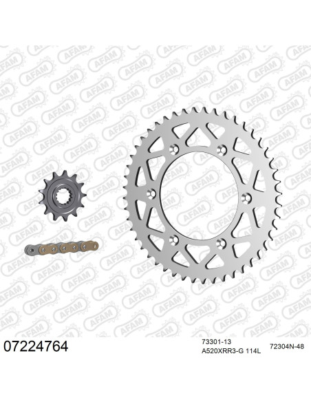 Kit chaine 520 AFAM - Couronne alu anti-boue - Type de chaine au choix - KTM EXC 250 1998