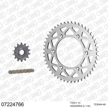 Kit chaine 520 AFAM - Couronne alu anti-boue - Type de chaine au choix - KTM EXC 250 2004
