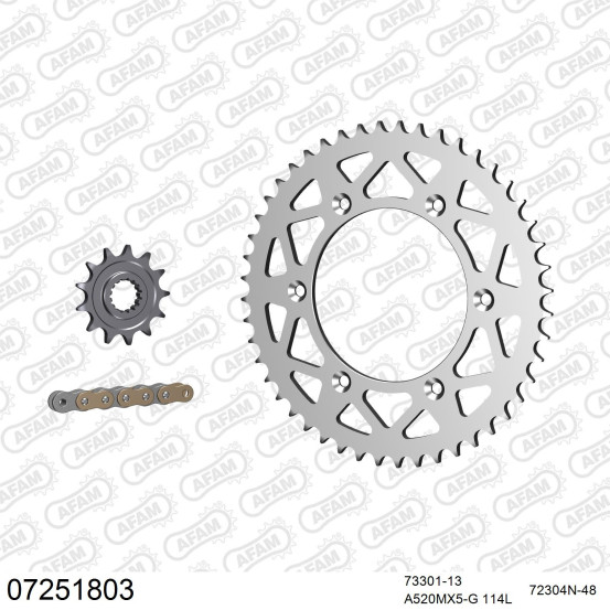 Kit chaine 520 AFAM - Couronne alu anti-boue - Type de chaine au choix - KTM SX-F 450 2016-2026