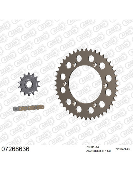Kit chaine 520 AFAM - Couronne alu - Type de chaine au choix - KTM 560 SMR 2006-2008