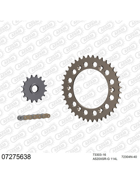 Kit chaine 520 AFAM - Couronne alu anti-boue - Type de chaine au choix - KTM 690 DUKE 2008-2019
