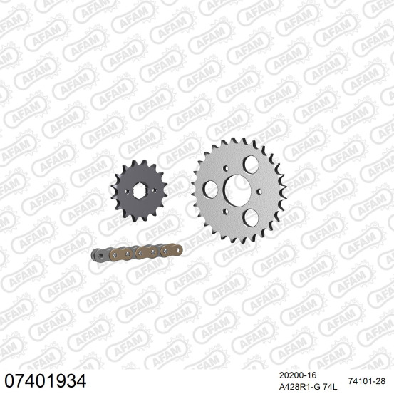 Kit chaine 428 AFAM - Couronne acier - Type de chaine au choix - KYMCO 50 MAXXER 2005-2016