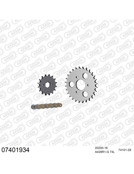 Kit chaine 428 AFAM - Couronne acier - Type de chaine au choix - KYMCO 50 MAXXER 2005-2016