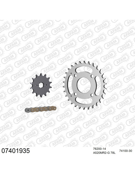 Kit chaine 520 AFAM - Couronne acier - Type de chaine au choix - KYMCO 50 MXU 2004-2013