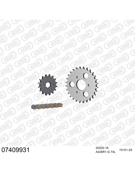 Kit chaine 428 AFAM - Couronne acier - Type de chaine au choix - KYMCO 90 KXR 2004-2015