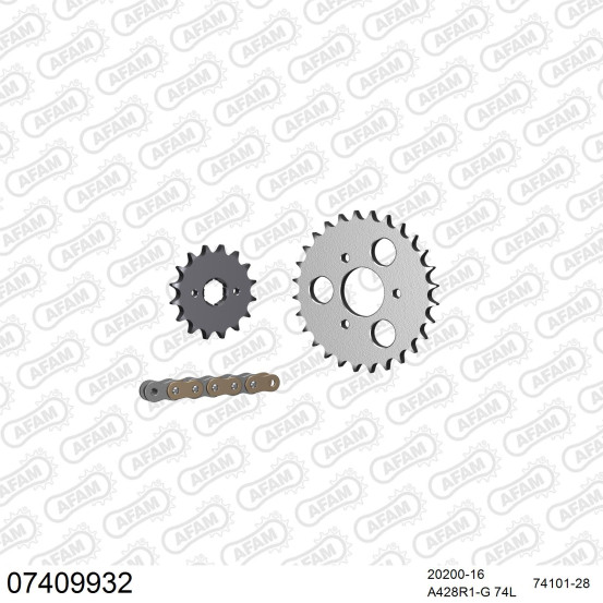Kit chaine 428 AFAM - Couronne acier - Type de chaine au choix - KYMCO 90 MAXXER 2005-2016