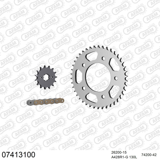 Kit chaine 428 AFAM - Couronne acier - Type de chaine au choix - KYMCO 125 NAKED 2010-2015