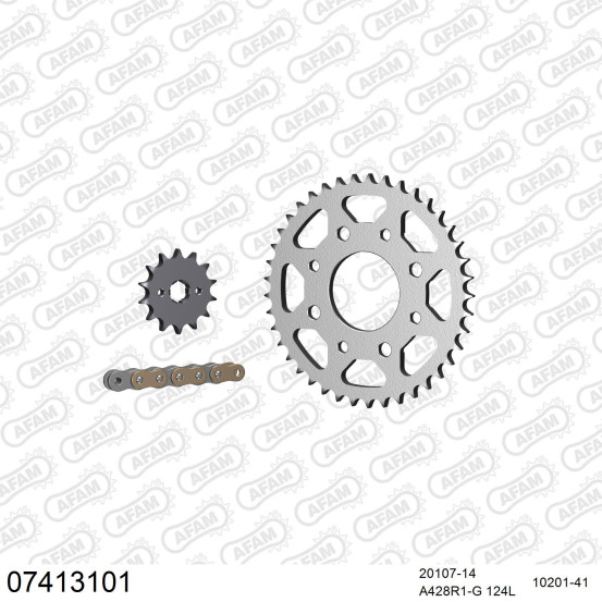 Kit chaine 428 AFAM - Couronne acier - Type de chaine au choix - KYMCO SPIKE 125 2000-2006