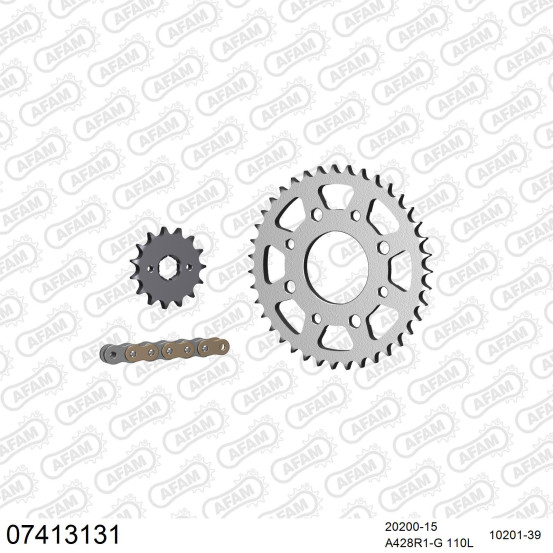 Kit chaine 428 AFAM - Couronne acier - Type de chaine au choix - KYMCO 125 1997-2001