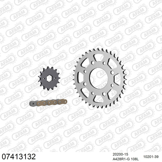 Kit chaine 428 AFAM - Couronne acier - Type de chaine au choix - KYMCO 125 PULSAR 1999-2008