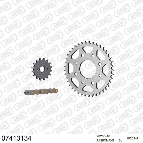 Kit chaine 428 AFAM - Couronne acier - Type de chaine au choix - KYMCO 125 PULSAR II 2008-2013