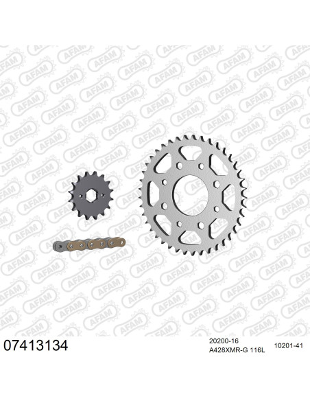 Kit chaine 428 AFAM - Couronne acier - Type de chaine au choix - KYMCO 125 PULSAR II 2008-2013