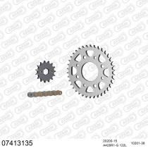 Kit chaine 428 AFAM - Couronne acier - Type de chaine au choix - KYMCO 125 CK1 2014-2016