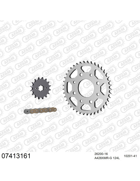 Kit chaine 428 AFAM - Couronne acier - Type de chaine au choix - KYMCO 125 ZING 1997-2006