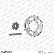 Kit chaine 428 AFAM - Couronne acier - Type de chaine au choix - KYMCO 125 QUANNON 2007-2013