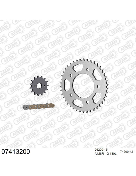 Kit chaine 428 AFAM - Couronne acier - Type de chaine au choix - KYMCO 125 QUANNON 2007-2013