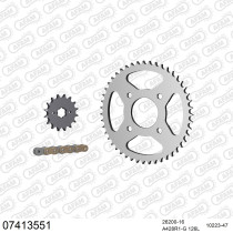 Kit chaine 428 AFAM - Couronne acier - Type de chaine au choix - KYMCO 125 STRYKER 2000-2006