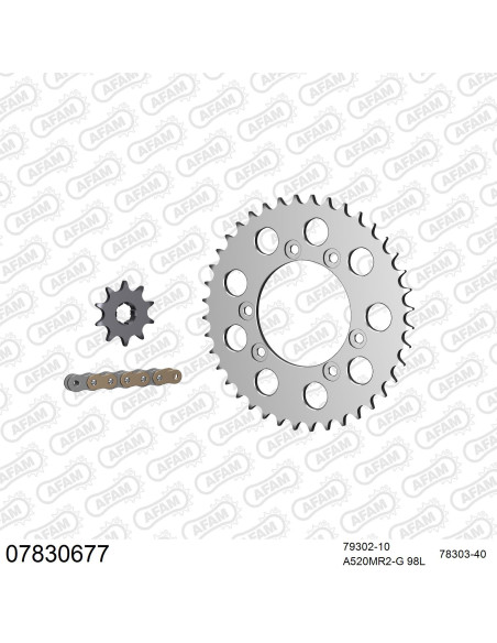 Kit chaine 520 AFAM - Couronne alu anti-boue - Type de chaine au choix - MONTESA 310 / 311 1990-1993