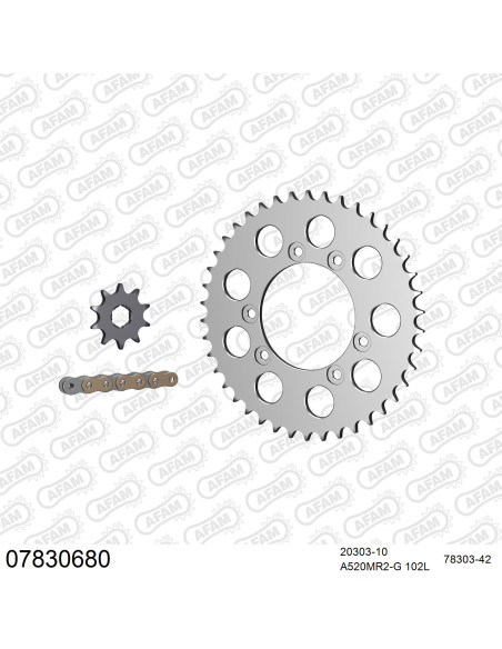 Kit chaine 520 AFAM - Couronne alu anti-boue - Type de chaine au choix - MONTESA 315 R 2001-2004