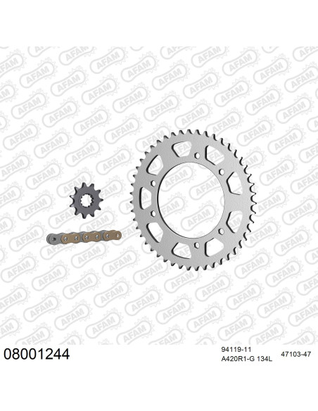 Kit chaine 420 AFAM - Couronne acier - Type de chaine au choix - RIEJU RS3 50 2011-2021