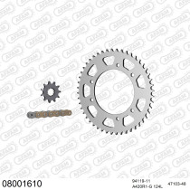 Kit chaine 420 AFAM - Couronne acier - Type de chaine au choix - RIEJU 50 MRX / SMX 2003-2004