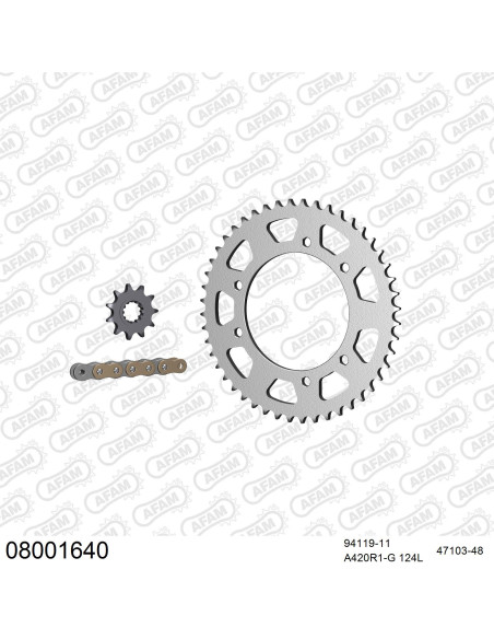 Kit chaine 420 AFAM - Couronne acier - Type de chaine au choix - RIEJU SMX 50 2003-2004