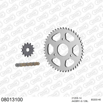 Kit chaine 428 AFAM - Couronne acier - Type de chaine au choix - RIEJU 125 NAKED 2006-2010