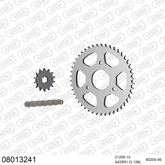 Kit chaine 428 AFAM - Couronne acier - Type de chaine au choix - RIEJU 125 RS2 2006-2010
