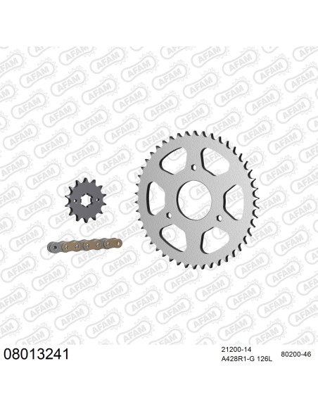Kit chaine 428 AFAM - Couronne acier - Type de chaine au choix - RIEJU 125 RS2 2006-2010