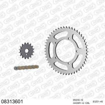 Kit chaine 428 AFAM - Couronne acier - Type de chaine au choix - MZ RT 125 WHEELS SPOKES 2003-2004
