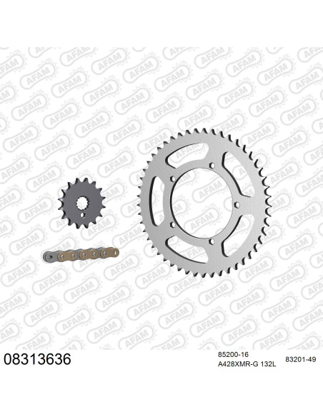 Kit chaine 428 AFAM - Couronne acier - Type de chaine au choix - MZ SM 125 2002-2007