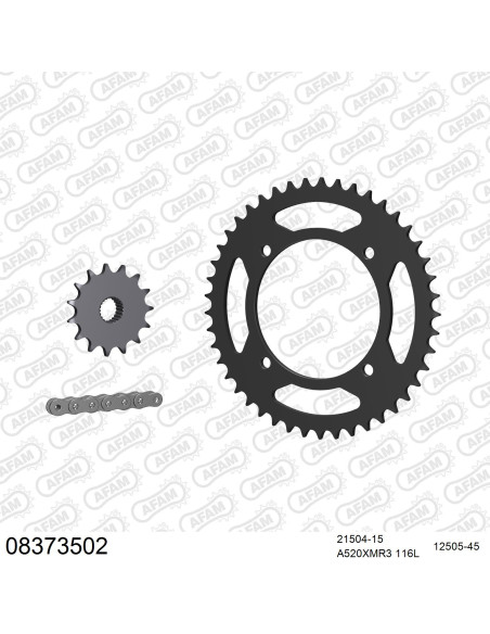 Kit chaine 520 AFAM - Couronne acier - Type de chaine au choix - MZ 660 MASTIFF 1996-2005