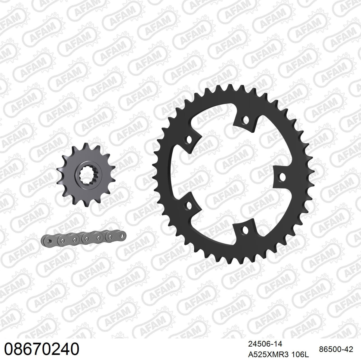 Kit Chaîne Moto AFAM Pour Polaris 500 Scrambler 2000-2011 - Acier, Avec Pignon Et Couronne