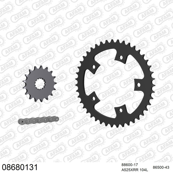 Kit chaine 525 AFAM - Couronne acier - Type de chaine au choix - TRIUMPH 800 BONNEVILLE 2001-2006