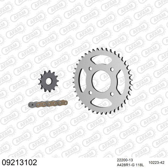 Kit chaine 428 AFAM - Couronne acier - Type de chaine au choix - MASH 125 SEVENTY FIVE 2014-2016