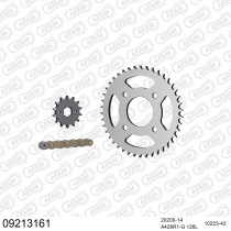 Kit chaine 428 AFAM - Couronne acier - Type de chaine au choix - DAELIM 125 VS 1998-1999