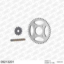 Kit chaine 428 AFAM - Couronne acier - Type de chaine au choix - DEALIM 125 VC-S 1995-1997