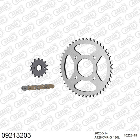 Kit chaine 428 AFAM - Couronne acier - Type de chaine au choix - DAELIM 125 ROADWIN F1 2008-2016