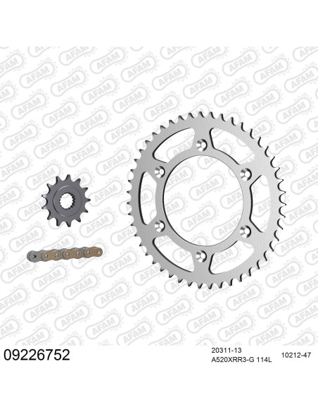 Kit chaine 520 AFAM - Couronne acier - Type de chaine au choix - HM / HONDA CRE 250 R 2004-2007