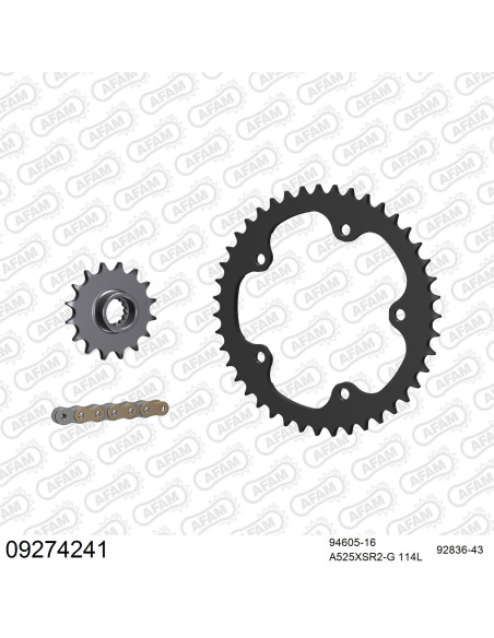 Kit chaine 525 AFAM - Couronne acier - Type de chaine au choix - MV 675 F3 2011-2018