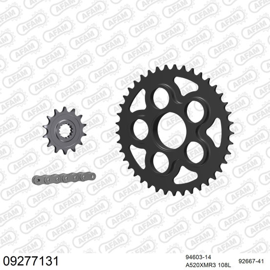 Kit chaine 520 AFAM - Couronne acier - Type de chaine au choix - MV AGUSTA 750 BRUTALE 2001-2002