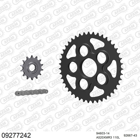 Kit chaine 520 AFAM - Couronne acier - Type de chaine au choix - MV AGUSTA 750 F4 2002