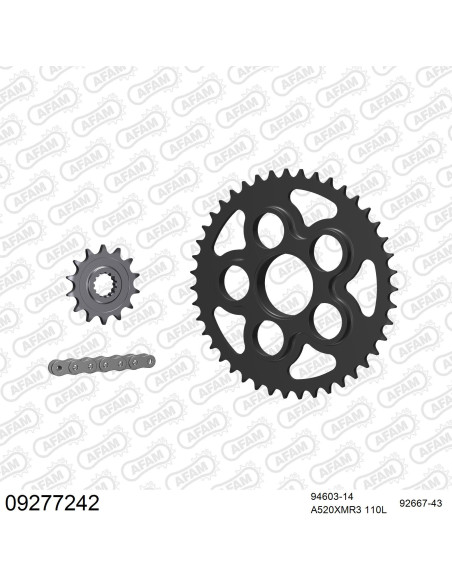 Kit chaine 520 AFAM - Couronne acier - Type de chaine au choix - MV AGUSTA 750 F4 2002