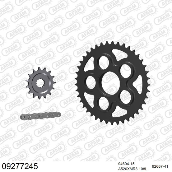 Kit chaine 520 AFAM - Couronne acier - Type de chaine au choix - MV AGUSTA 750 F4 AGO 2004