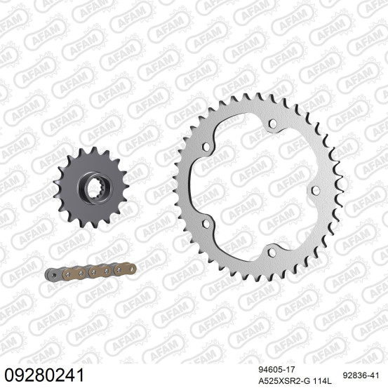 Kit chaine 525 AFAM - Couronne acier - Type de chaine au choix - MV AGUSTA F3 800 2012-2016