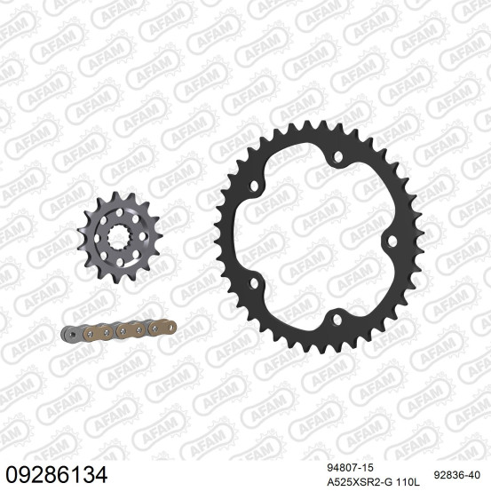 Kit chaine 525 AFAM - Couronne acier - Type de chaine au choix - MV AGUSTA 920 BRUTALE 2010-2012